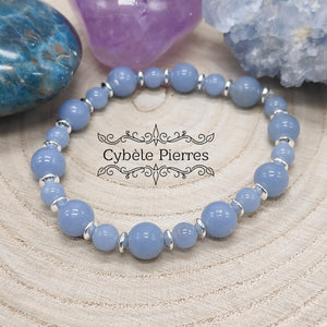 Bracelet Bonheur Angélite (6 et 8mm) - 17cm