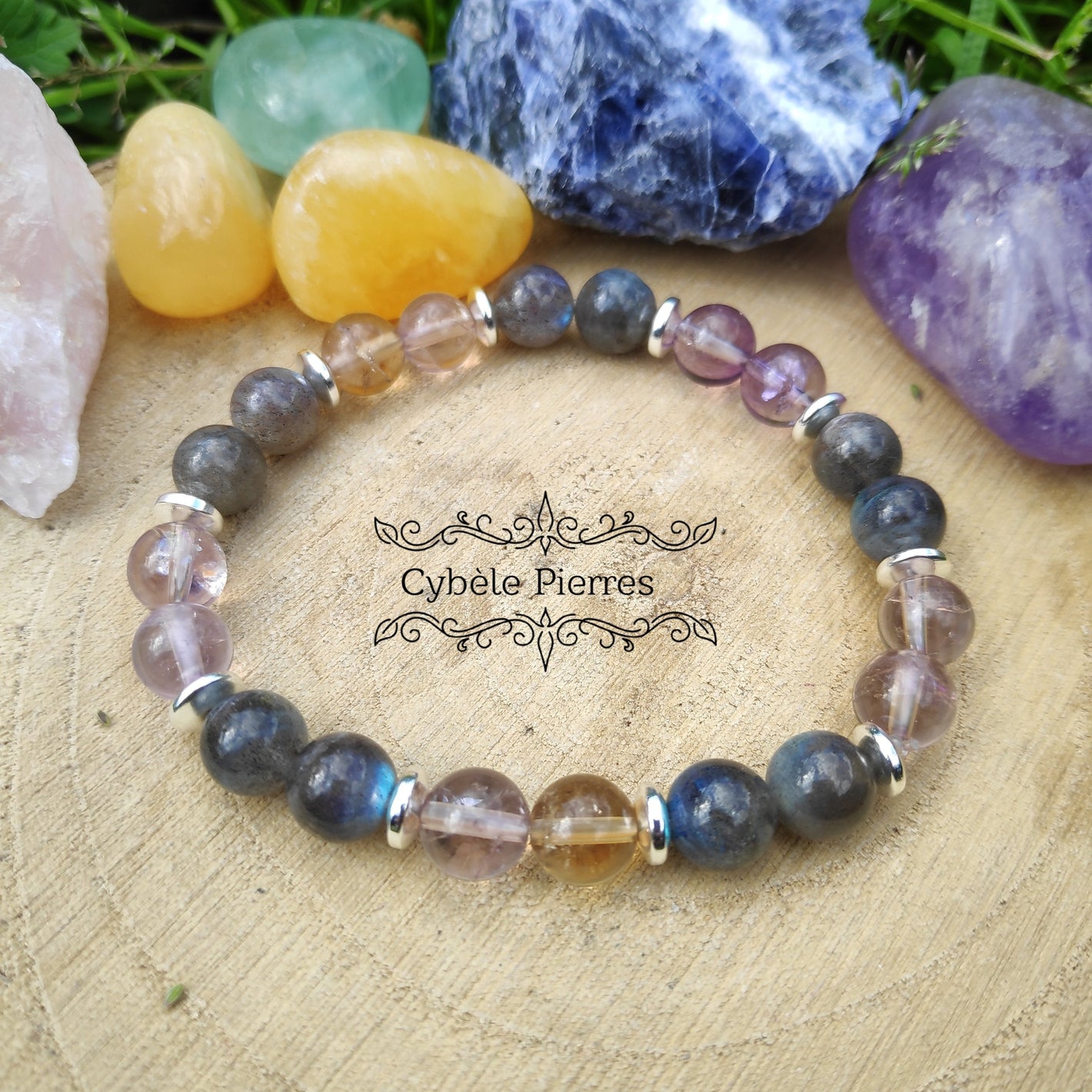 Bracelet Tranquillité - Labradorite et Amétrine (8mm) - 18cm