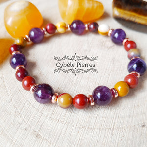 Bracelet Nouvelle Vie – Mookaite (6 mm) & Améthyste (8 mm) | Renouveau et Équilibre