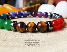 Charger l&#39;image dans la galerie, #2 Bracelet Homme - &quot;7 Chakras&quot; (8mm) - 20cm