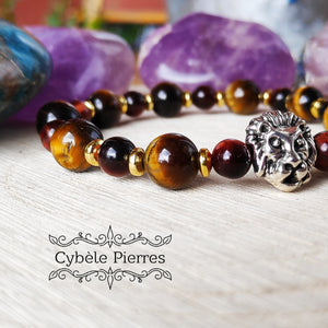 Bracelet Simba – Œil de Taureau (6 mm) & Œil de Tigre (8 mm) - 18 cm | Force et Protection