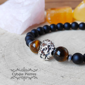Bracelet Mufasa - Oeil de tigre & Onyx (6mme et 8mm) - 18cm