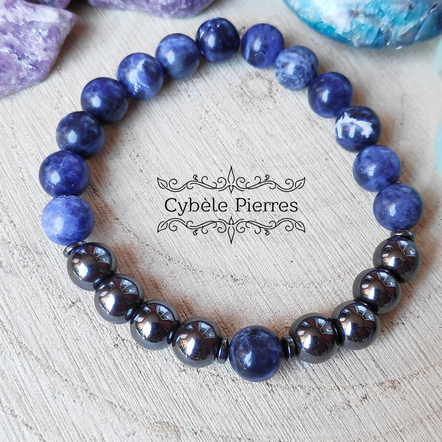 Bracelet Homme Artio- Hématite & Sodalite (8mm) -19cm [🔥Dernier exemplaire!]