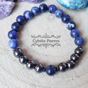 Bracelet Homme Artio- Hématite & Sodalite (8mm) -19cm [🔥Dernier exemplaire!]