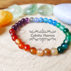 Bracelet Pride - Agates teintées multicolores (6mm) - 18cm