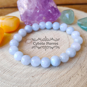 Bracelet Aigue-marine (8mm) - 18cm