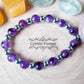 Bracelet Détente - Améthyste et Hématite teintée bleue (8mm et 6mm) - 18cm