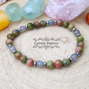 Bracelet Prise de décision - Unakite et Labradorite (6mm) - 18cm [🔥Dernier exemplaire!]