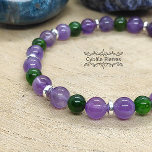 Bracelet Gouvernail - Diopside et Améthyste (6mm) - 17cm