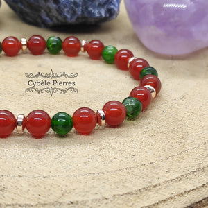 Bracelet Volupté - Diopside et Cornaline (6mm) - 17cm