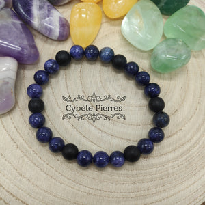 Bracelet Expression des sentiments : Sodalite et Onyx (8mm) - 20cm