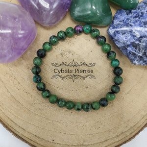 Bracelet Anyolite (Rubis-Zoïsite) - (6mm) - 17.5cm