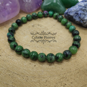 Bracelet Anyolite (Rubis-Zoïsite) - (6mm) - 17.5cm