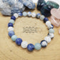Bracelet Maritime - Cristal de roche craquelé, Aigue-marine et Sodalite (8mm) - 18cm