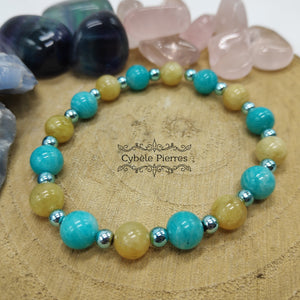 Bracelet Spring Break - Amazonite et Héliodore (8mm) - 18cm