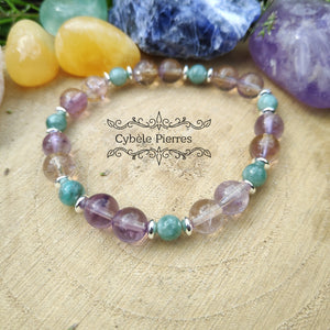 Bracelet Allégresse- Jade Vert de Chine et Amétrine (6 et 8mm)