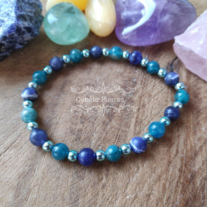 Bracelet Homme Playa - Apatite bleue, Sodalite et Hématite teintée (6mm) -19cm