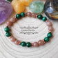 Bracelet Sagesse et passion - Malachite et Pierre de Lune Pêche (8mm) - 18cm