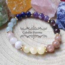 Charger l&#39;image dans la galerie, #4 Bracelet Pastel  &quot;7 Chakras&quot;  (8mm) - 19cm