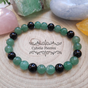 Bracelet Tristesse - Aventurine verte et Spinelle - (8mm) - 19cm