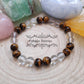 Bracelet reconfort  : Oeil de tigre et Cristal de Roche (8mm) - 18cm
