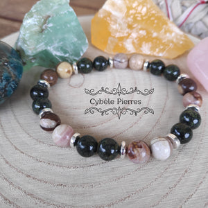 Bracelet "Mieux se comprendre"- Jaspe Zèbre et Serpentine (8mm) - 19cm