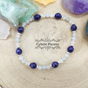 Bracelet Opportunité - Charoïte, Quartz rose et Jade verte (3 et 6mm) - 18cm