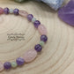 Bracelet Chagrin- Améthyste, Jade vert de Chine et Quartz Rose (3, 6 et 8mm) - 18cm