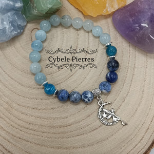 Bracelet Morgana - Aigue-Marine, Apatite & Sodalite (8mm) - 17cm