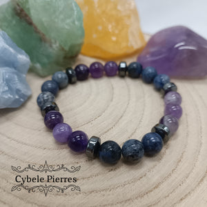 Bracelet Franchise  - Améthyste et Dumortièrite (8mm)- 17cm