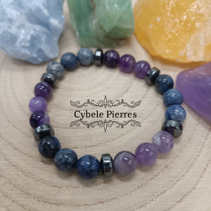 Bracelet Franchise  - Améthyste et Dumortièrite (8mm)- 17cm