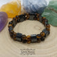 Bracelet Double  - Oeil de tigre et Hematite  (6mm) - 17cm