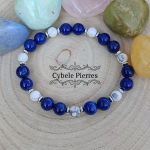 Bracelet Fidélité - Lapis-Lazuli et Howlite (6mm et 8mm) -  18cm