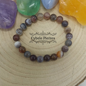 Bracelet Agate Rubanée (8mm) - 17cm