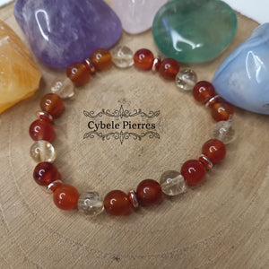 Bracelet Initiative  - Cornaline et Citrine (8mm) - 18cm