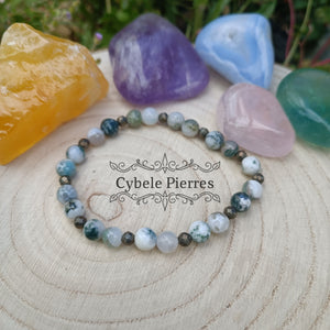 Bracelet Epanouir - Agate Arbre et Pyrite (3mm et 6mm) -  17cm