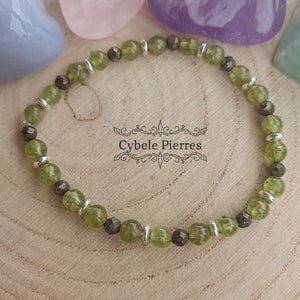 Bracelet Entrain -Pyrite et  Péridot (4 et 3mm) - 17cm