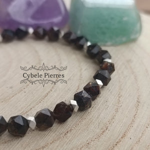 Bracelet Aimer - Grenat facettée (8mm) - 18cm