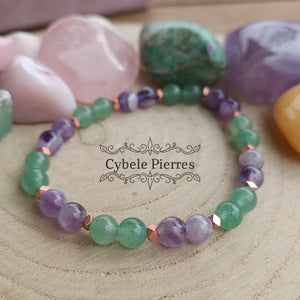 Bracelet Innovation - Aventurine et Améthyste - (6mm) - 18cm