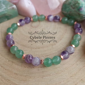 Bracelet Innovation - Aventurine et Améthyste - (6mm) - 18cm