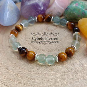 Bracelet Lyrique - Fluorite & Oeil de tigre (8mm) - 18cm