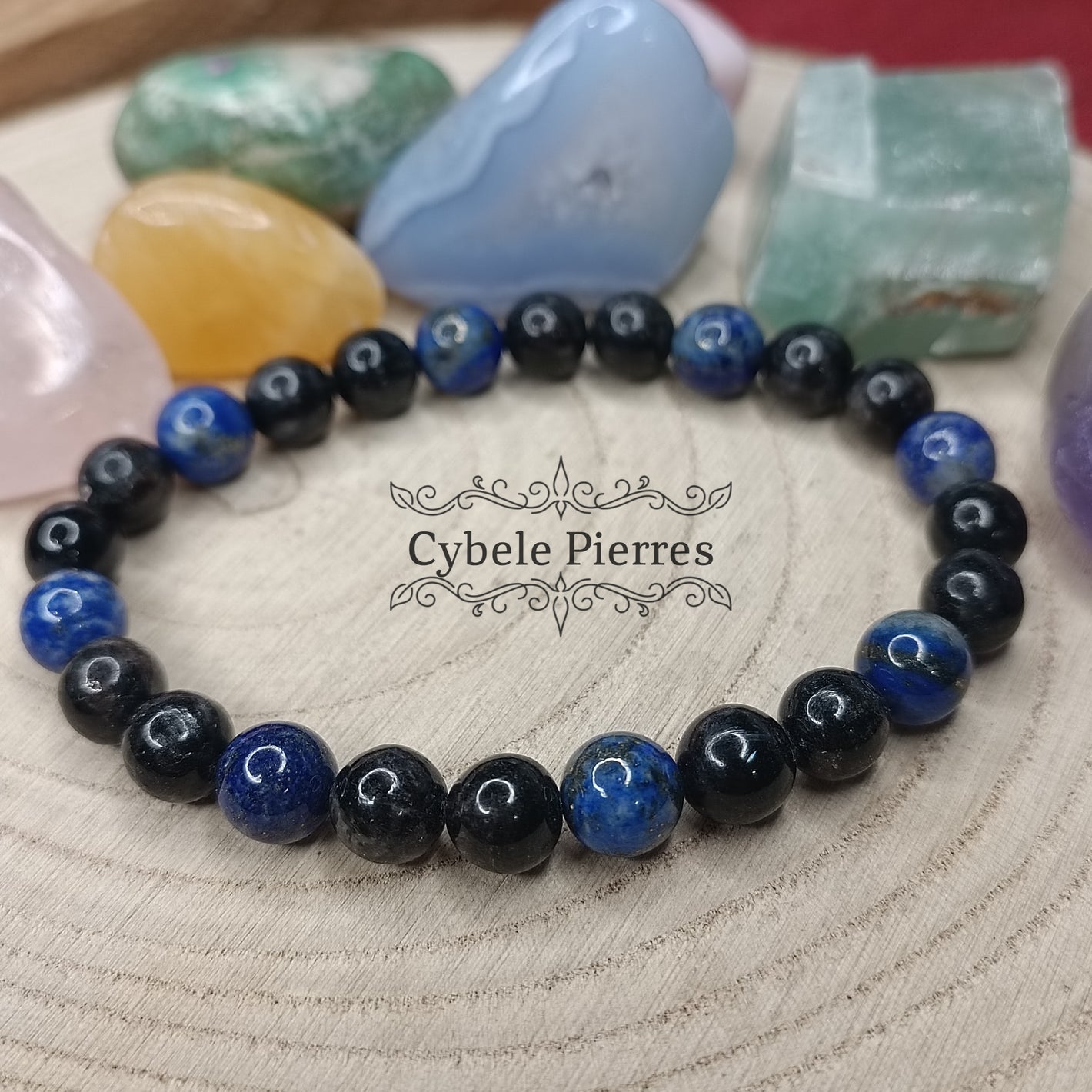 Bracelet Sagesse et Acceptation - Astrophyllite et Lapis-Lazuli (8mm) - 17cm