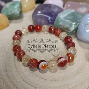 Bracelet Flambée - Cornaline et Citrine (8mm) - 17cm