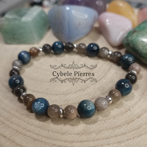 Bracelet Calme suprême - Cyanite et Pierre de lune (6 et 8mm) - 18cm