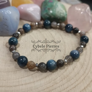 Bracelet Calme suprême - Cyanite et Pierre de lune (6 et 8mm) - 18cm