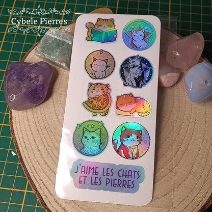 Pack de 9 stickers - Thème " Amoureux des Chats"