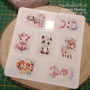 Pack de 14 Stickers "Bébé Animaux Kawaii" - Nature