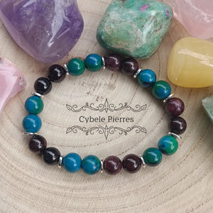Bracelet Féminité – Chrysocolle & Grenat (8 mm) - 18 cm | Créativité et Épanouissement