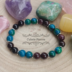 Bracelet Féminité – Chrysocolle & Grenat (8 mm) - 18 cm | Créativité et Épanouissement