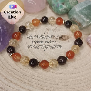 Bracelet Pétillant - Grenat, Cornaline et Citrine (8mm) - 18cm